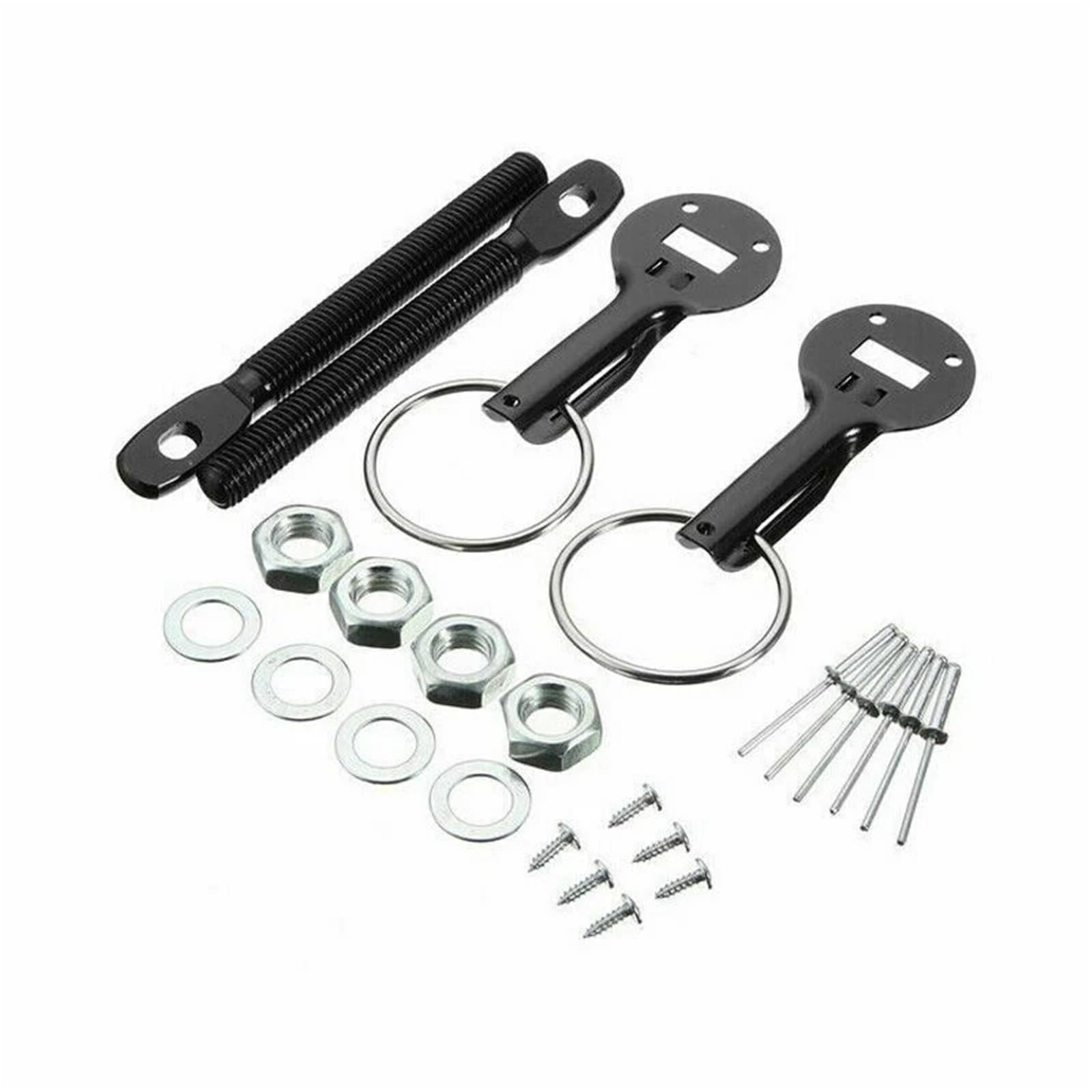 PNBVW Universal Aluminium Legierung Halterung Motorhaube Pin Motorhaube Lock Kit Auto Tuning Lock Kit Unten Haube Lock Latch Pins Auto zubehör(Black) von PNBVW