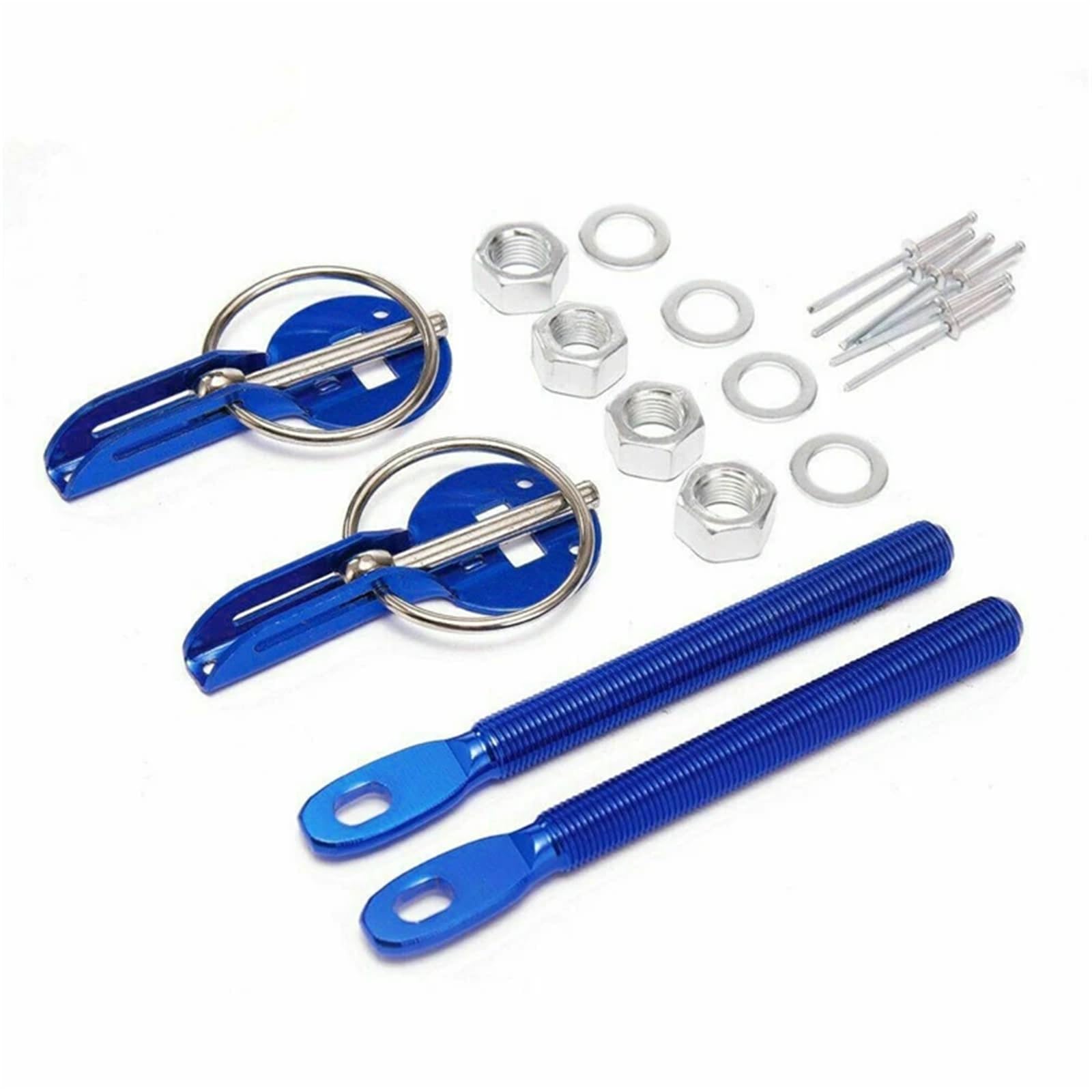 PNBVW Universal Aluminium Legierung Halterung Motorhaube Pin Motorhaube Lock Kit Auto Tuning Lock Kit Unten Haube Lock Latch Pins Auto zubehör(Blue) von PNBVW