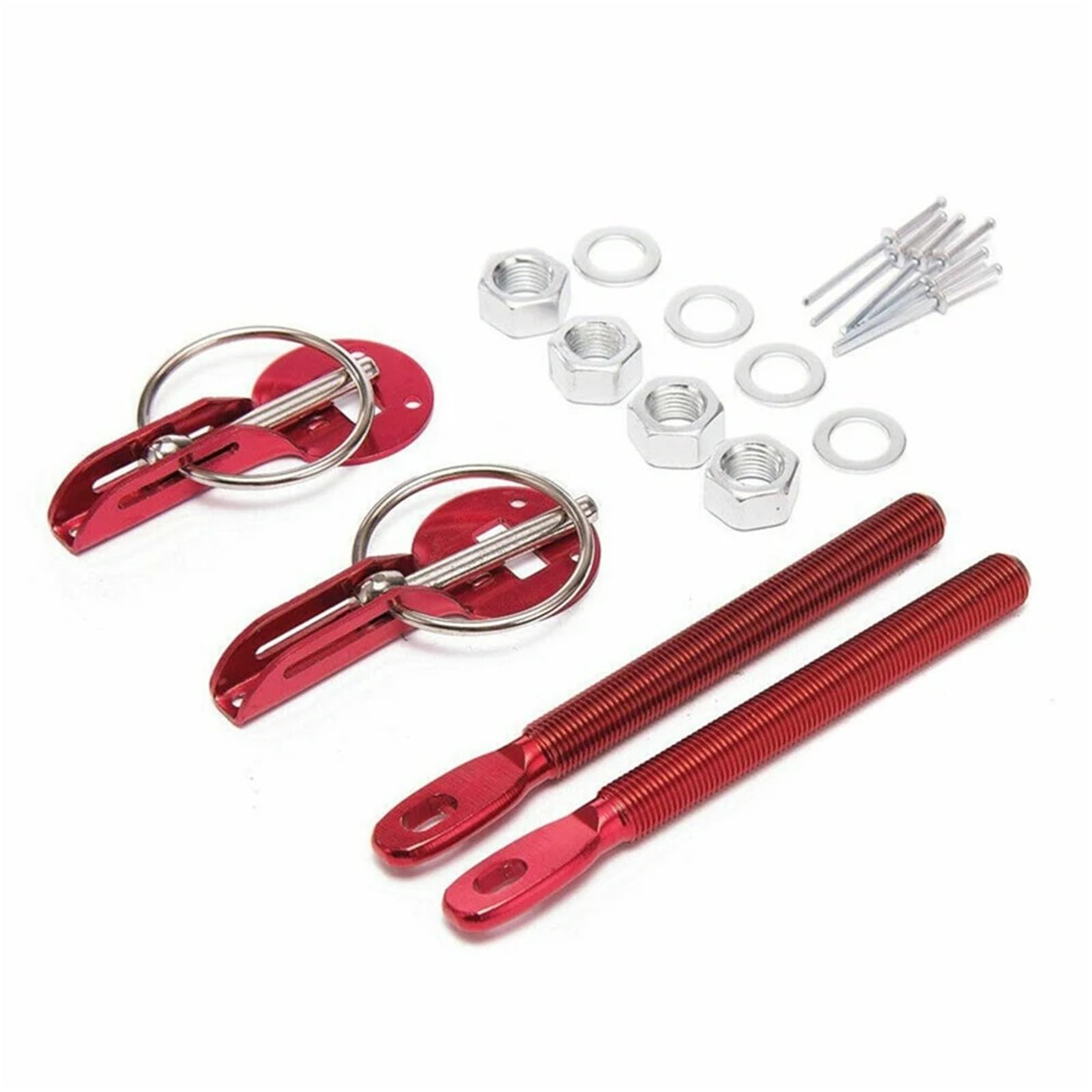 PNBVW Universal Aluminium Legierung Halterung Motorhaube Pin Motorhaube Lock Kit Auto Tuning Lock Kit Unten Haube Lock Latch Pins Auto zubehör(Red) von PNBVW