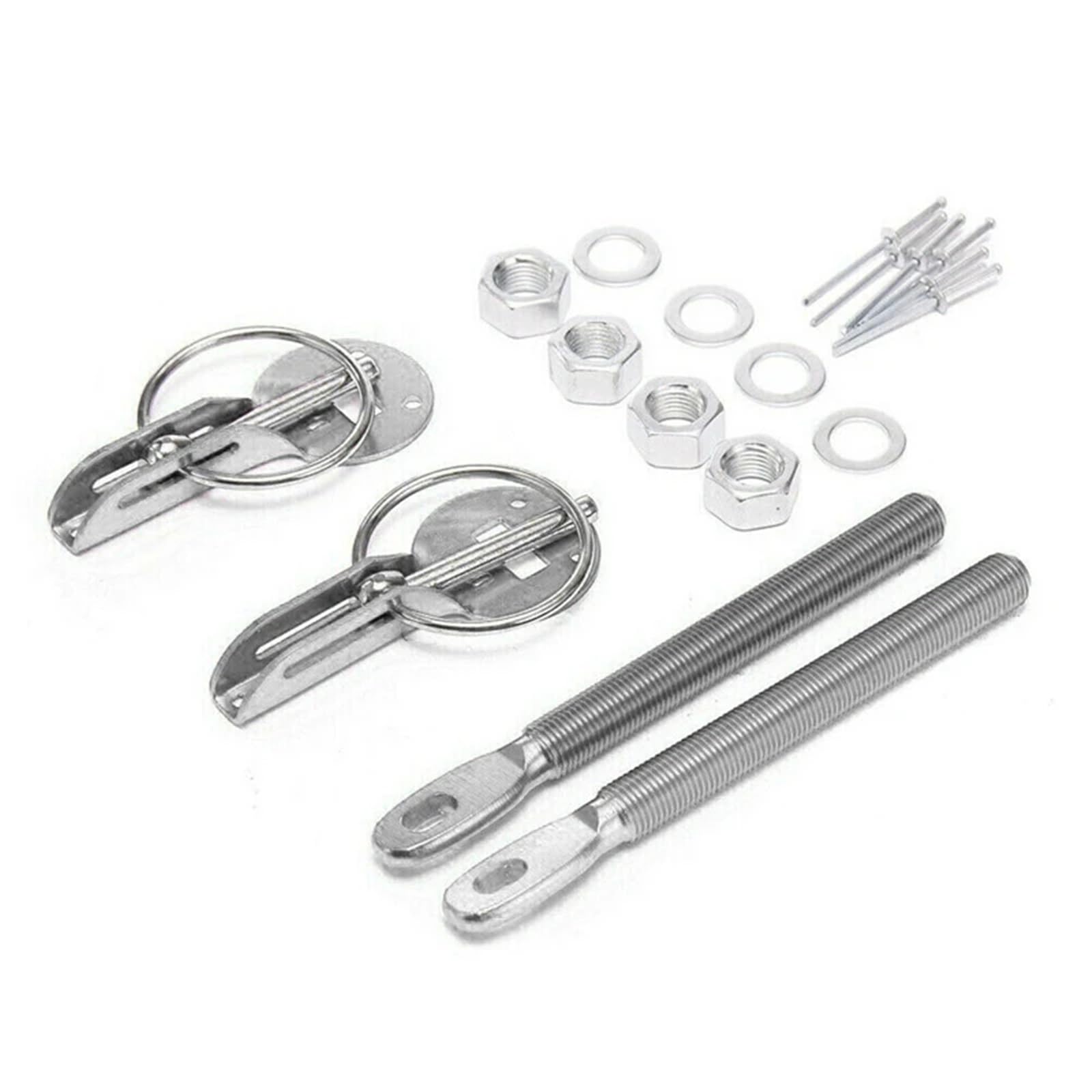 PNBVW Universal Aluminium Legierung Halterung Motorhaube Pin Motorhaube Lock Kit Auto Tuning Lock Kit Unten Haube Lock Latch Pins Auto zubehör(Silver) von PNBVW