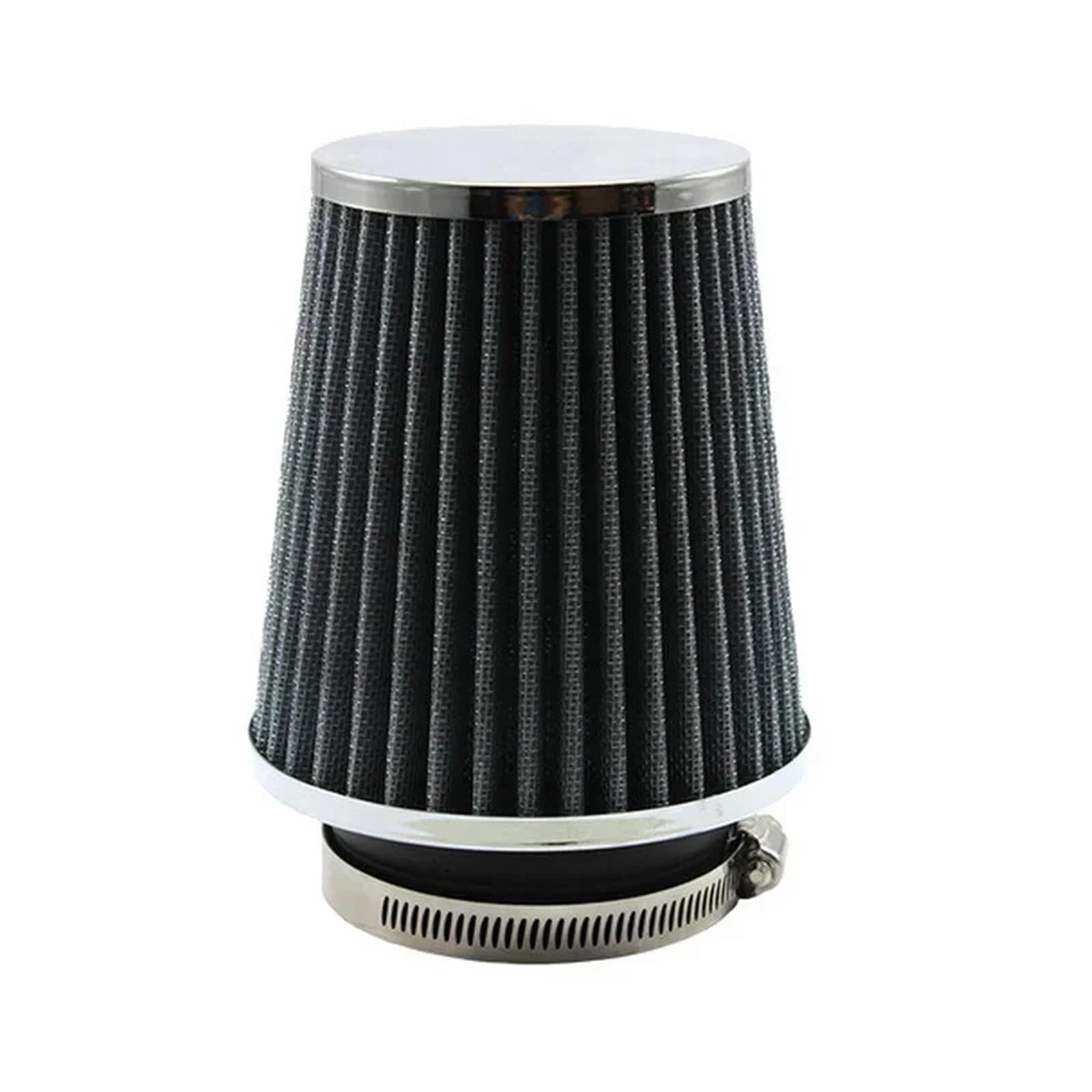 PNBVW Universal Sportwagenluftfilter 76 mm 3 Zoll H: 90 mm High Flow Car Kaltlufteinlassfilter Aluminium rostfrei (Material: Nicht -verwobener Stoff)(Black) von PNBVW