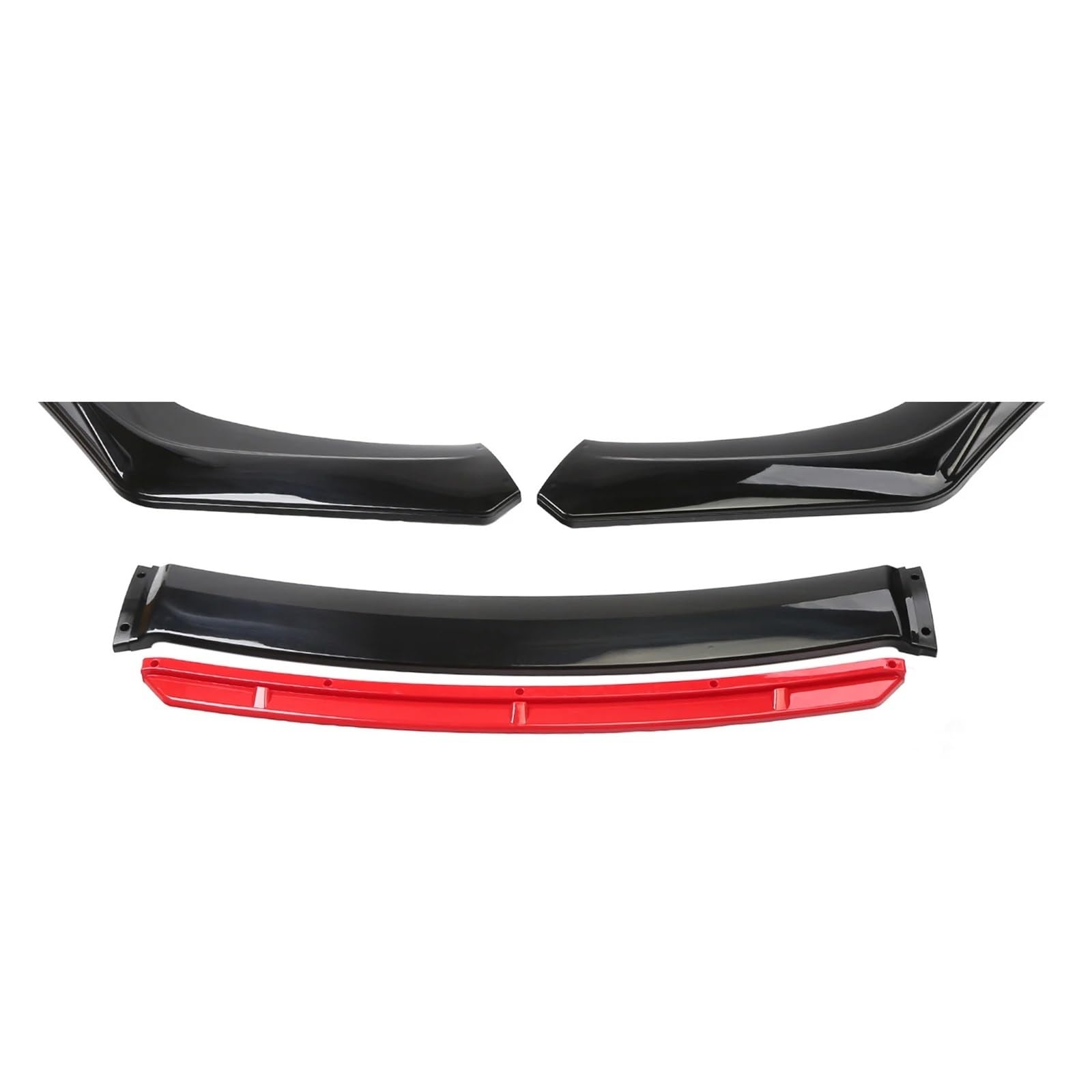 PNBVW Universelles Auto-Frontstoßstangenlippen-Body-Kit, Spoiler aus Kohlefaser, dekorative Streifen, Stoßstangen-Canard-Lippensplitter, 3-teiliges Zubehör (Material: ABS)(Black and Red) von PNBVW