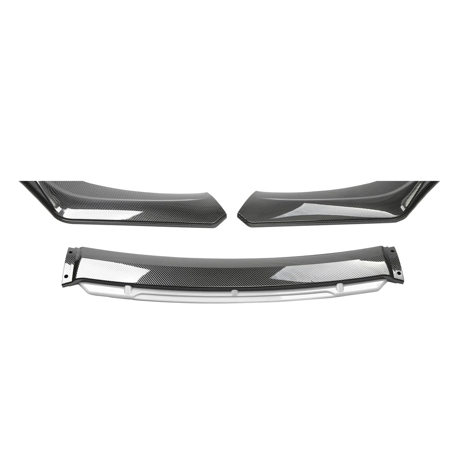 PNBVW Universelles Auto-Frontstoßstangenlippen-Body-Kit, Spoiler aus Kohlefaser, dekorative Streifen, Stoßstangen-Canard-Lippensplitter, 3-teiliges Zubehör (Material: ABS)(Carbon and White) von PNBVW