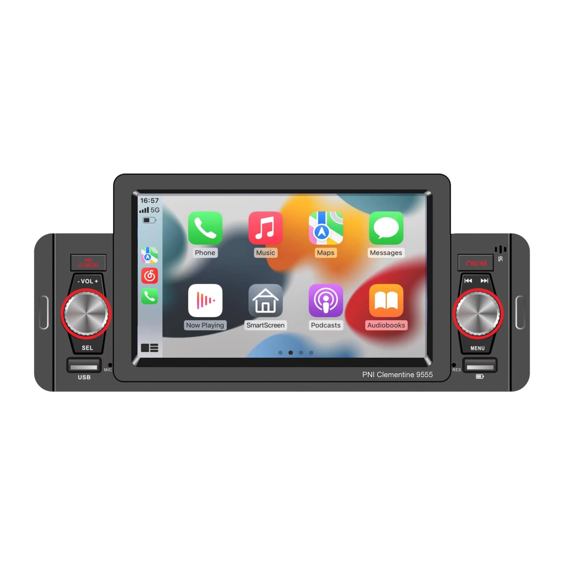 Auto MP5-Player PNI Clementine 9555 1DIN Display 5 Zoll 4 x 50W, Bluetooth, UKW-Radio, Carplay, RDS-Funktion von PNI