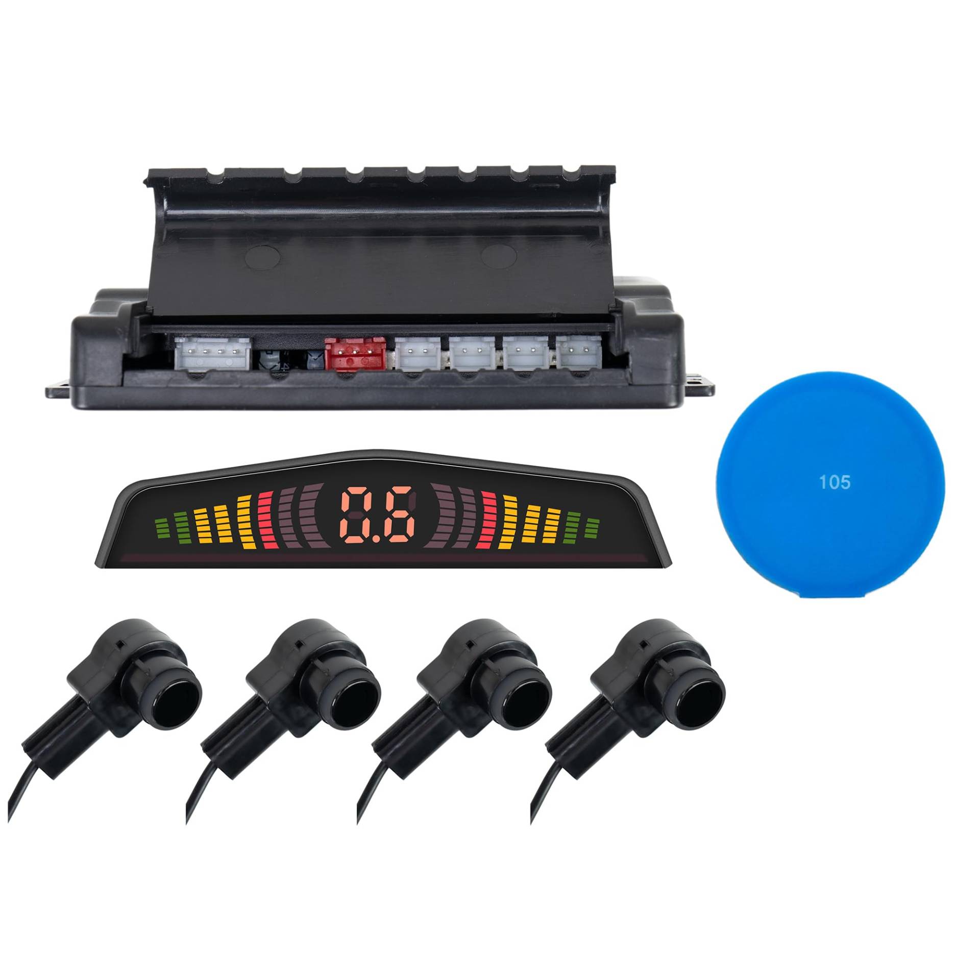 PNI Escort P16 A-Parksensor-Paket mit 4 Empfängern, OEM-Typ, 16 mm, mit blauem Klebepad, schwarz von PNI