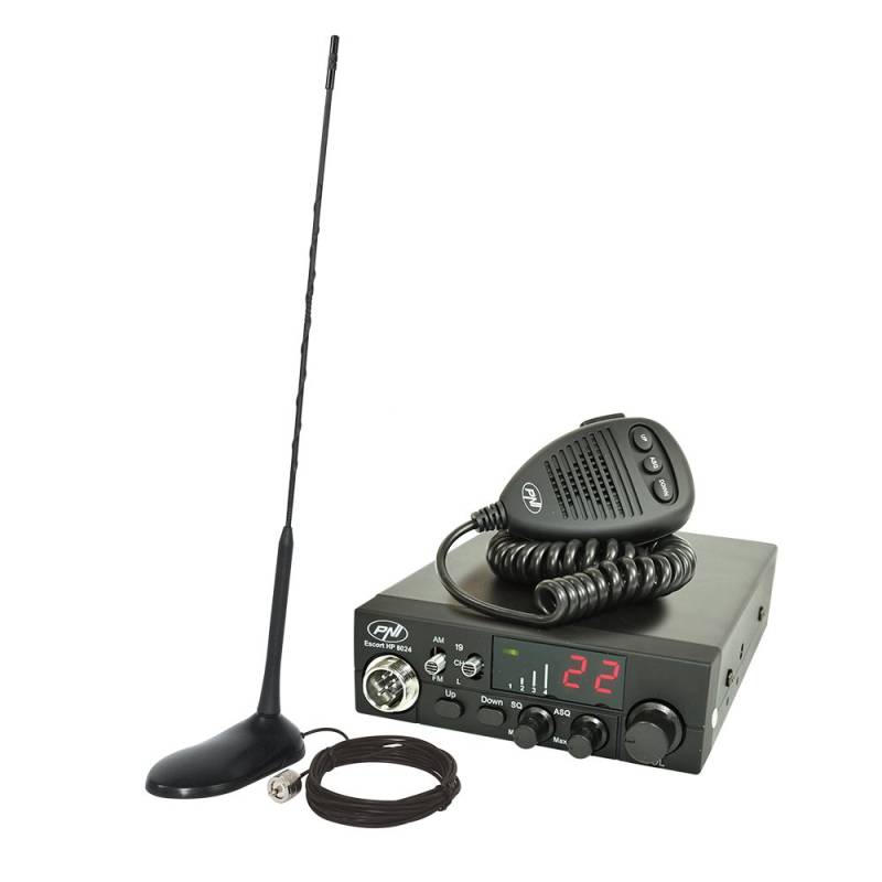 PNI Paket Radio CB Escort HP 8024 ASQ 12/ 24V + Antenne CB Extra 45 mit Magnet von PNI