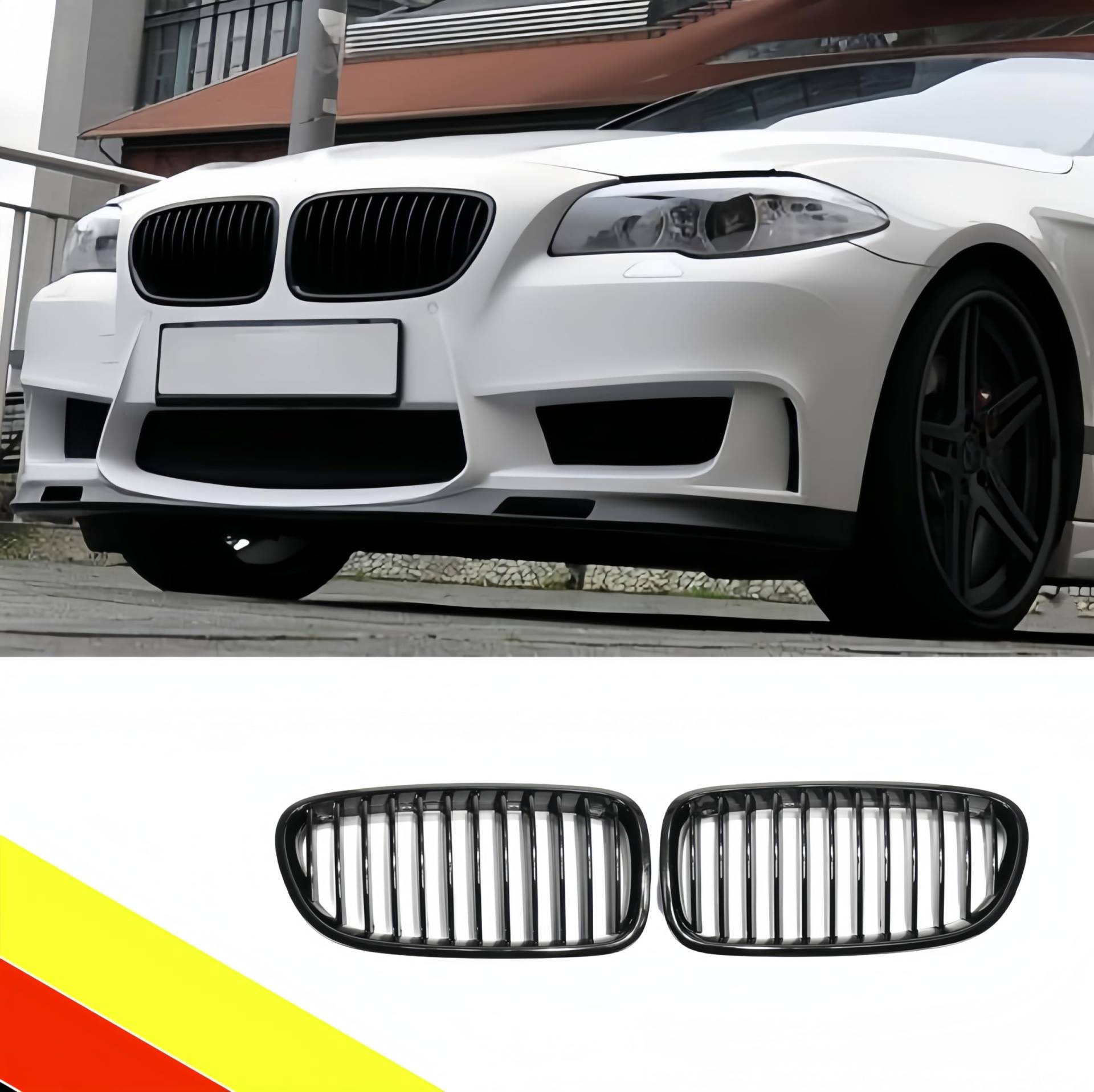 POETRYXIAO Kühlergrill Niere Sport Schwarz Glanz Single Bridge für 2010-2017 5er F10 F11 M5,Geeignet für Tuning von POETRYXIAO