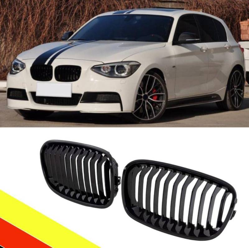 POETRYXIAO Kühlergrill Nieren Sport Schwarz Glanz Einzelbrücke für 2011–2014 1er F20 F21, geeignet für Tuning von POETRYXIAO