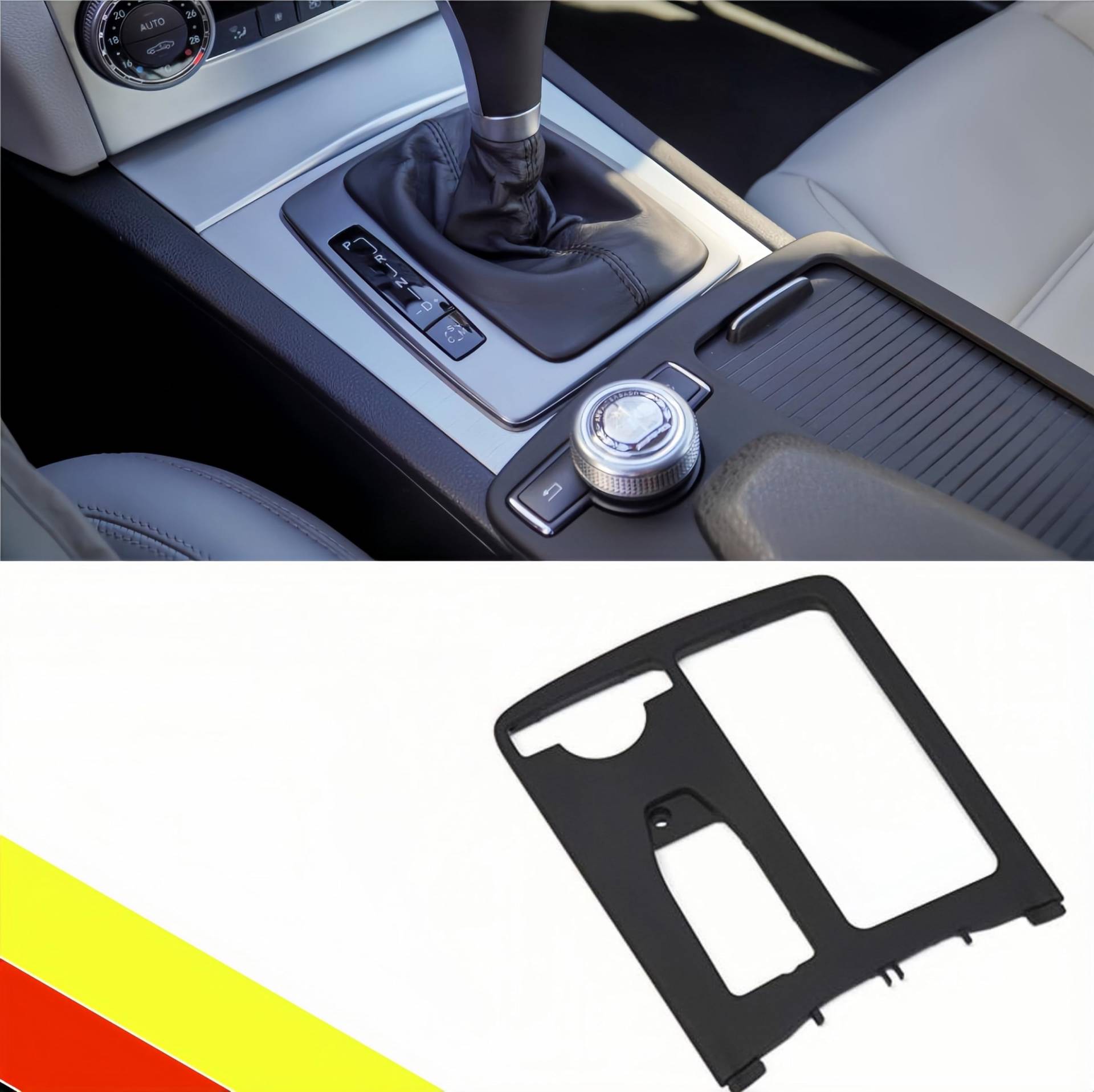 POETRYXIAO Mittelkonsolen-Getränkehalter-Rahmenverkleidung für Mercedes C-Klasse W204 A2046807607905, dekorative Autoverkleidung (Black) von POETRYXIAO