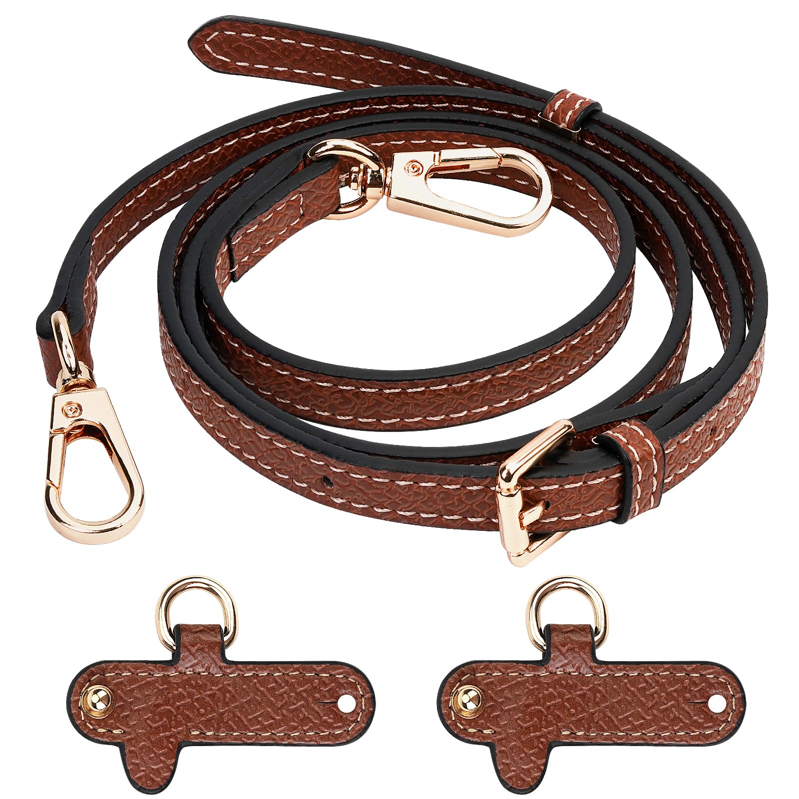 POFIBO Schultergurt für Longchamp Leder - Mini Bag Straps mit 2 Stück Schultergurtadapter, Verstellbar Schultergurt für Taschen, Schulterriemen Leder für Crossbody Bag, Handtaschengurt(Braun) von POFIBO