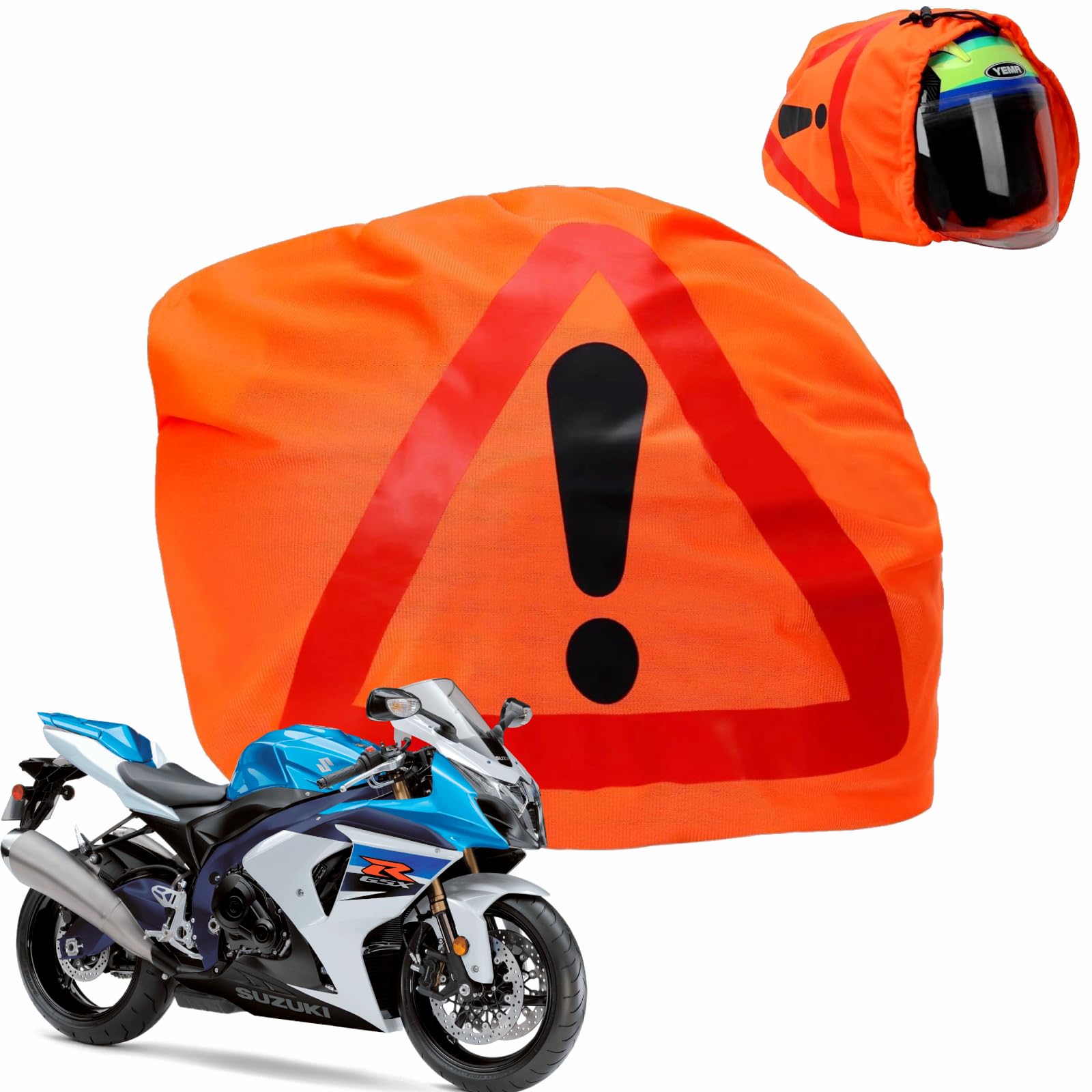 POFIBO Warndreieck Motorrad - Warndreieck Nylon Motorradhelm überzug Helmbeutel Helmet Bag, Motorradhelm Helmbeutel für Unfallsicherung Unfallstelle Gefahrenstellen Kennzeichnung (46 x 43cm, Orange) von POFIBO