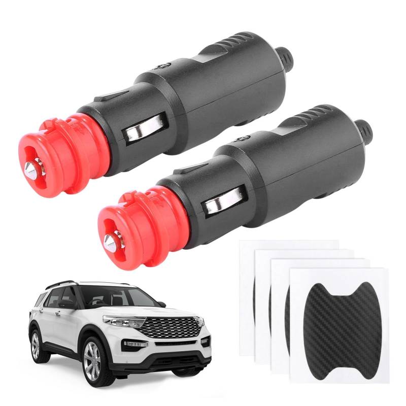 2 Stück 12 V/24 V Zigarettenanzünder-Stecker, männlicher Adapter für Zigarettenanzünder, mit Aufklebern, Türgriff, Stecker, Zigarettenanzünder, Stecker für LKW, Auto, Motorrad, 2 Stück von POHOVE