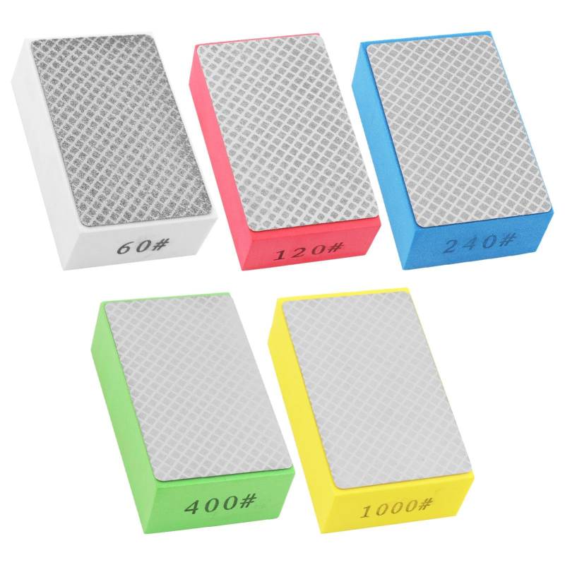 POHOVE 5 Stück Diamant Handpolierpads Diamant Schleifblock Set Diamant-Schleifschwamm Glas-Schleifpads Diamant-Polierpad Block Schleifblöcke Polierpads (Size:60#,120#,240#,400#1000#) von POHOVE