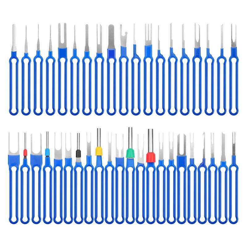 POHOVE Auto Entriegelungswerkzeug, 41 Stück Auspinwerkzeug Kfz Entriegelungswerkzeug Auto Kabel Stecker, Werkzeug zum Entfernen von Kabelsteckern für Meisten Steckverbinder Terminals(Color:Blau) von POHOVE