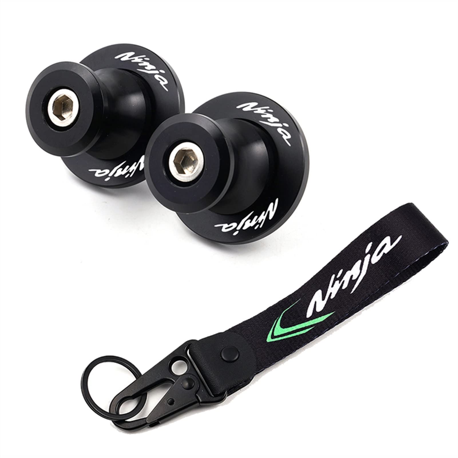 Motorrad 8mm Swingarm SPOOLS Slider Standschrauben & Sticke Abzeichen Schlüsselanhänger for Ninja 650 400 Ninja1000 SX 20172022.(Black) von POKVEA