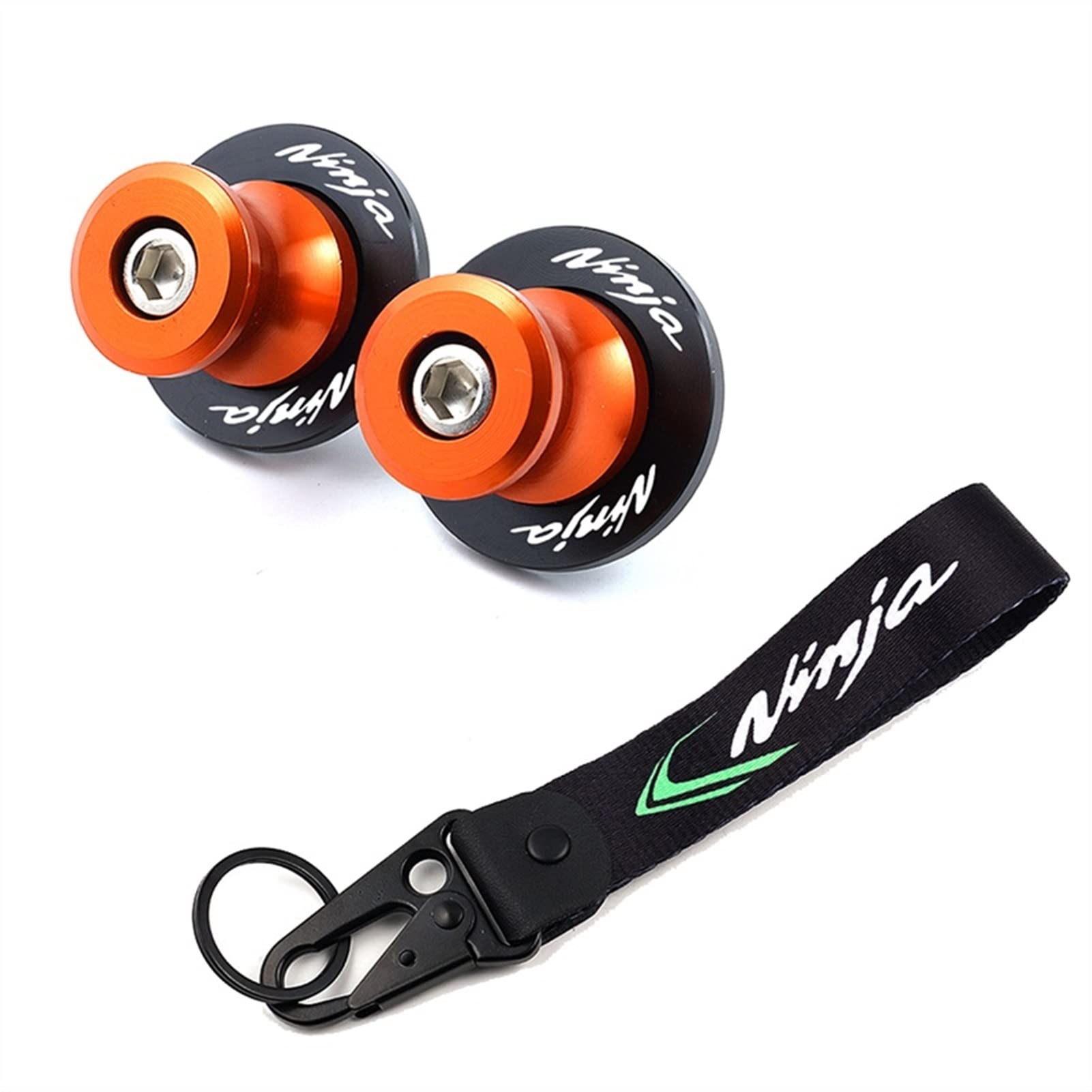 Motorrad 8mm Swingarm SPOOLS Slider Standschrauben & Sticke Abzeichen Schlüsselanhänger for Ninja 650 400 Ninja1000 SX 20172022.(Orange) von POKVEA