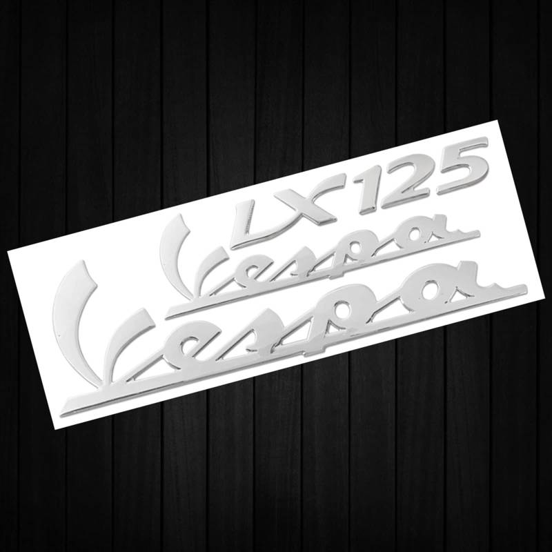 Motorrad-Aufkleber 3D-Emblem-Aufkleber-Aufkleber-Kit for Piaggio Vespa LX125 LX150 125 150(Silver-125) von POKVEA