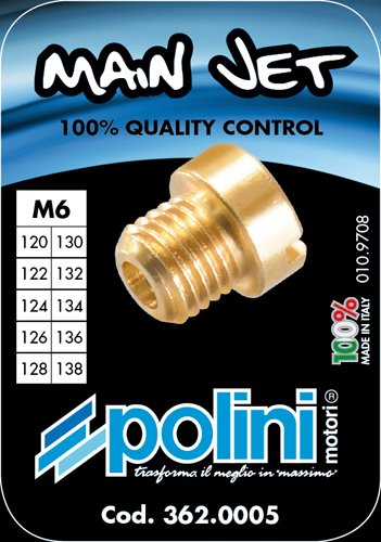 Komplett-Set 10 Düsen Durchmesser 6 mm von 120 bis 138 POLINI für Vergaser Dell 'Orto von POLINI