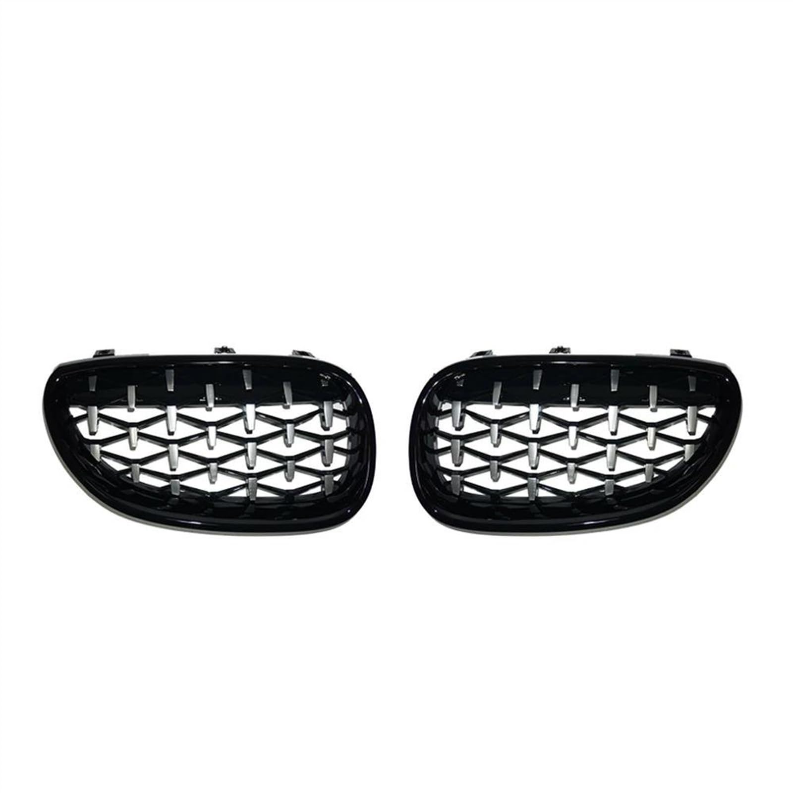 Frontstoßstangengitter Auto-Renngitter Diamant-Nierengitter Für B&MW E60 E61 550i 535i M5 2004-2009 Front Kühlergrille(Black and Silver) von POMPOMPUR