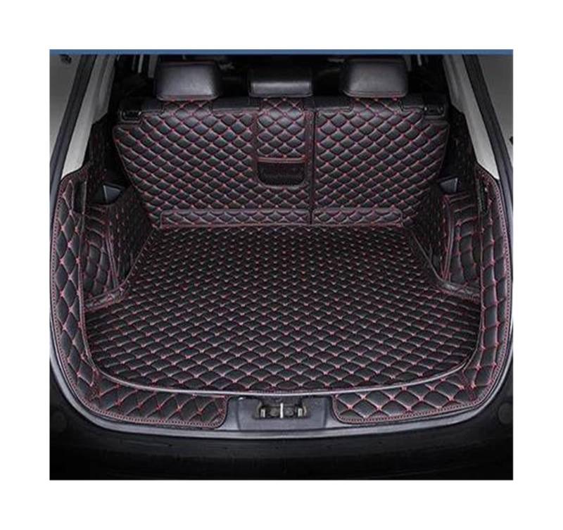 Für Hyundai Für Santa Fe 7 Sitze 2013 2014 2015 2016-2019 Kofferraummatten Hohe Seitenmatten Autoteile Styling-Teppiche Kofferraummatten(Black red) von POMPOMPUR