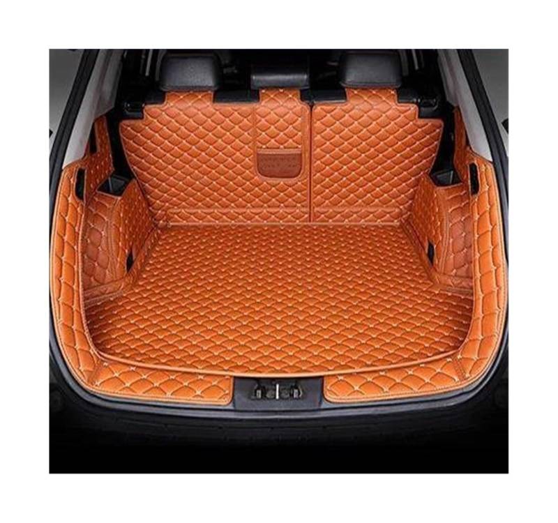Für Hyundai Für Santa Fe 7 Sitze 2013 2014 2015 2016-2019 Kofferraummatten Hohe Seitenmatten Autoteile Styling-Teppiche Kofferraummatten(Braun) von POMPOMPUR