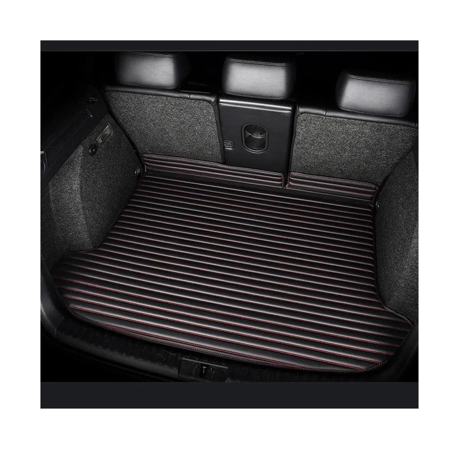 Für VW Für Touareg 2008 2009 2010 2011 2012-2022 Maßgefertigte Kofferraummatte Für Den Kofferraumboden Zubehör Kofferraummatten(Black red) von POMPOMPUR