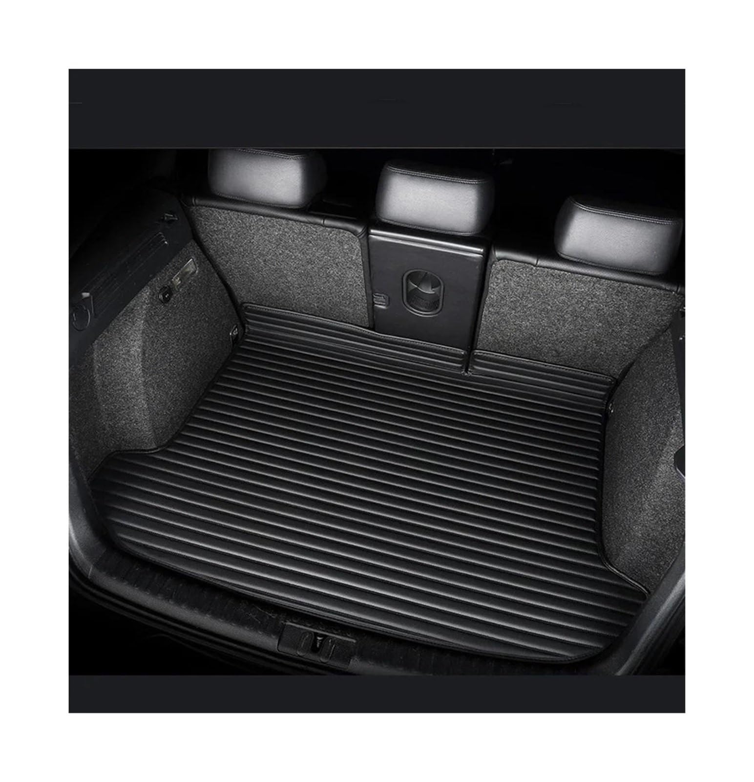 Gestreifte Maßgeschneiderte Kofferraummatte Kofferraumwanne Zubehör Für Mercedes Für Benz EQA EQB EQC EQE 2022 2023 Kofferraummatten(Schwarz) von POMPOMPUR