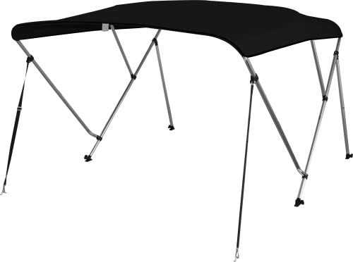 Bimini Top Deluxe Sonnenschutz mit 3 Armen, Aluminium L183xH117 cm, verschiedene Breite, schwarz, Bootsverdeck Bootsabdeckung Sonnenverdeck Biminitopgröße BxLxH: 137-152x183x117 cm von PONTTOR