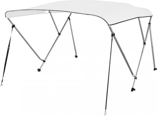 Bimini Top Deluxe Sonnenschutz mit 3 Armen, Aluminium, L183xH117cm, verschiedene Breiten, weiss Bootabdeckung Bootsverdeck Sonnenverdeck Biminitopgröße BxLxH: 137-152x183x117 cm von PONTTOR