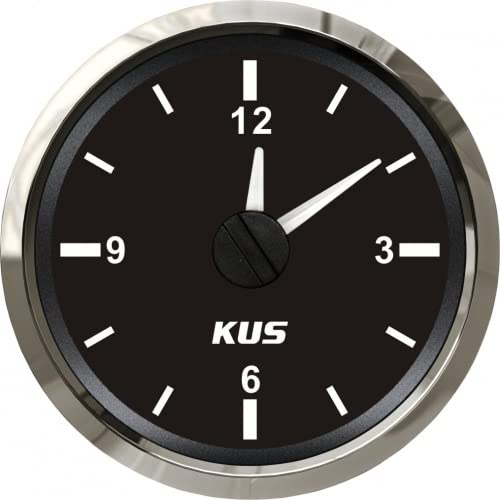 PONTTOR Kus - Quarz Uhr, schwarzes Display mit Edelstahl-Lünette für Auto Wagen Wohnmobil Wohnwagen Caravan Boot Yacht von PONTTOR