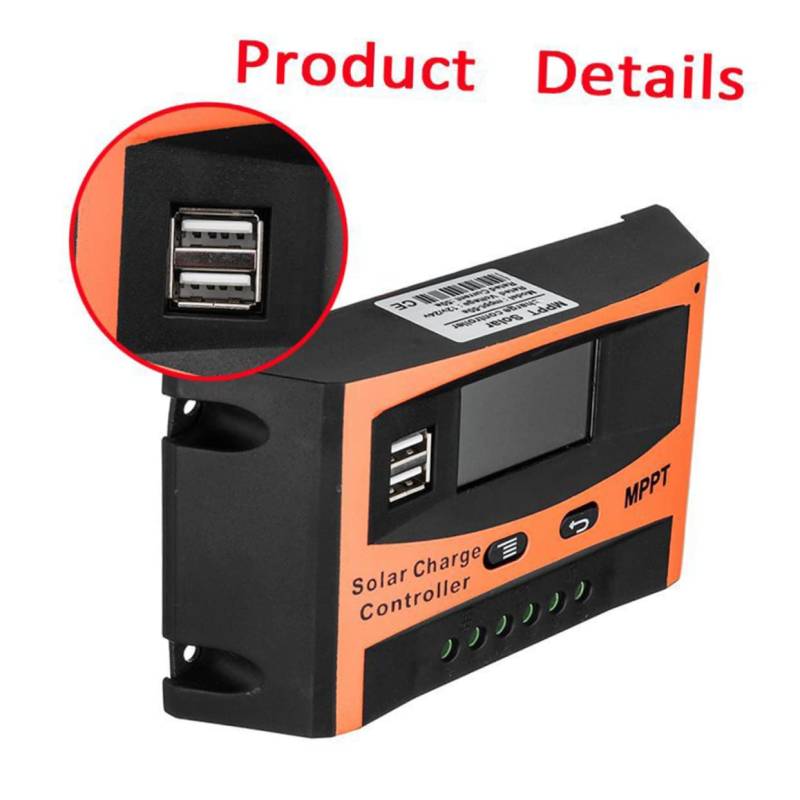 POPETPOP 50A MPPT Solarladeregler 12V/24V Mit LCD Anzeige Dual USB Anschlüssen Und Integriertem Timer Für Effiziente Solarstromnutzung Photovoltaikanlagen von POPETPOP