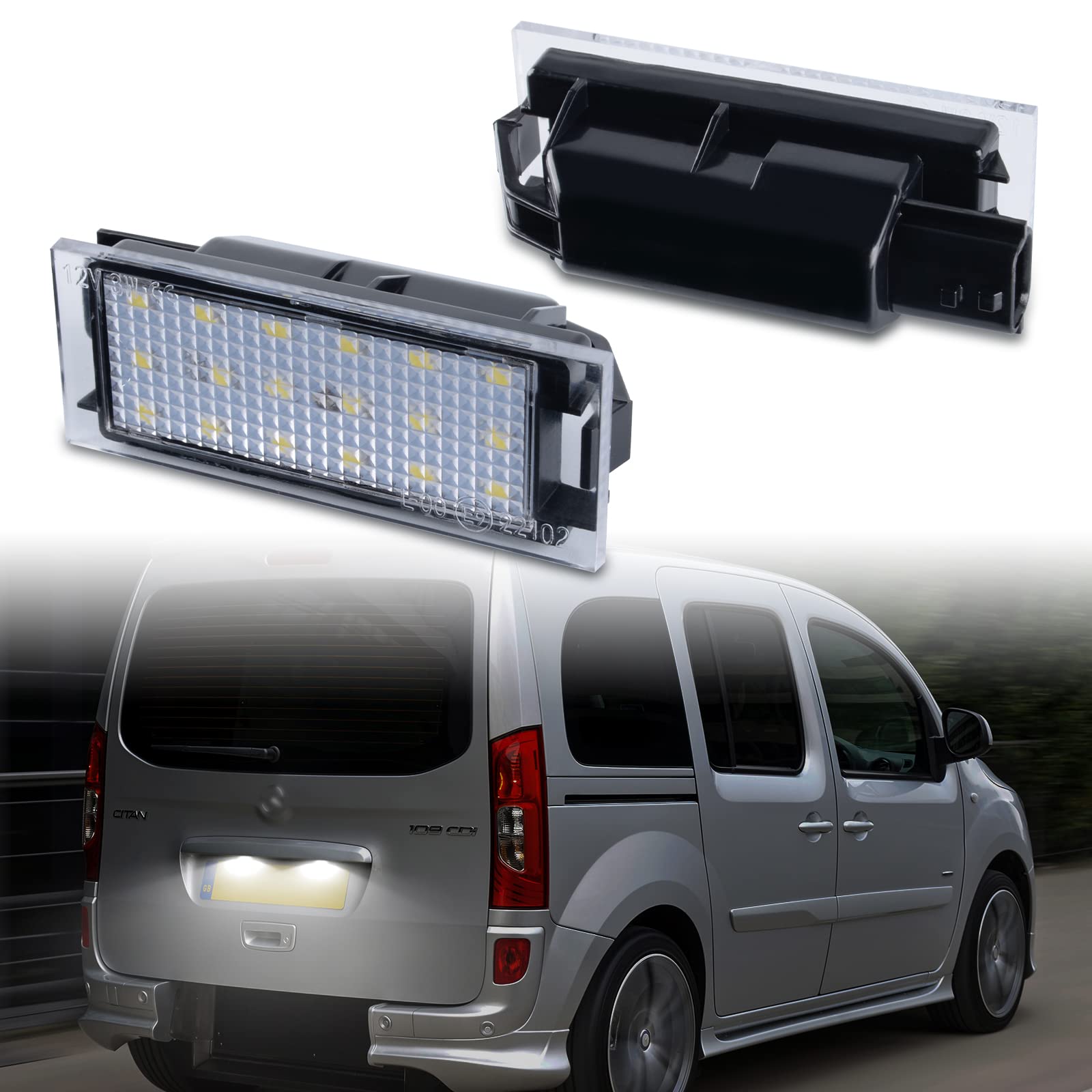 POPMOTORZ 2 Stück LED Kennzeichenbeleuchtung für Mercede-s Ben-z Citan Kombi 415 Citan Mixto 415 Smart Forfour Smart Fortwo LED Nummernschildbeleuchtung Kennzeichen mit CAN-Bus Fehlerfrei von POPMOTORZ