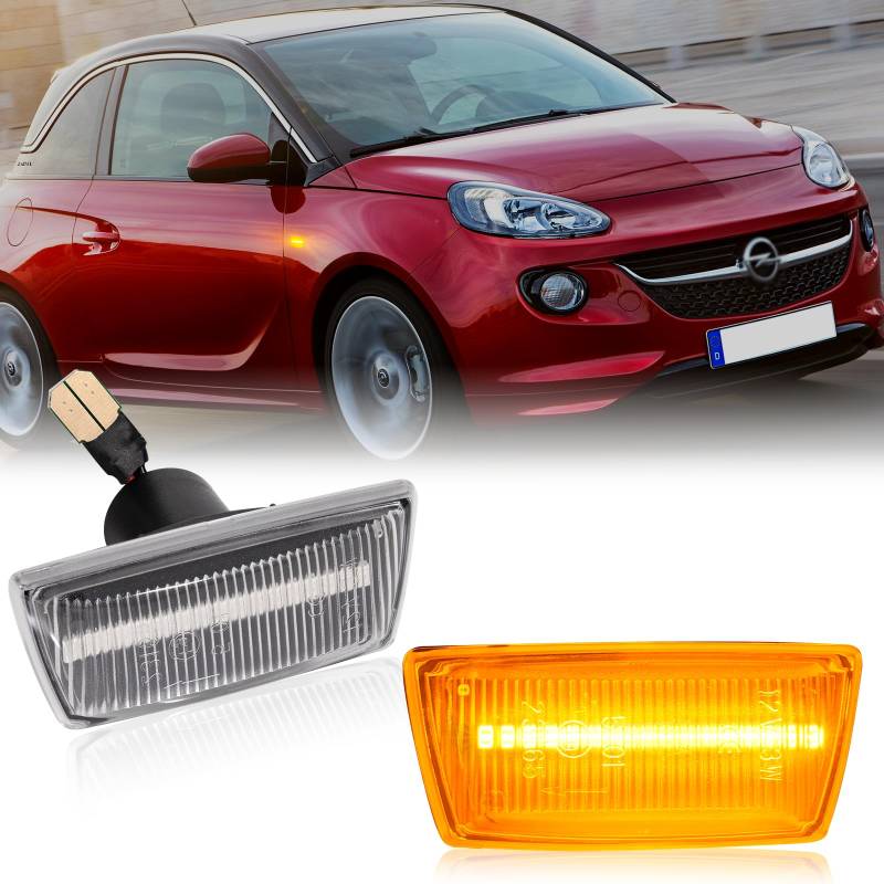 POPMOTORZ 2 Stück LED Seitenblinker Blinker für O-pel Adam Astra H Corsa D/E Insigina A Meriua B Zafira B Cruze J300 J305 J308 Orlando J309 C.adillac BLS CTS B.uick Cascada, Transparent von POPMOTORZ