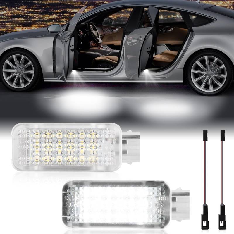 POPMOTORZ 2 Stücke Autotür Lichter, Innenbeleuchtung Türleuchte Fußraumleuchte für A-udi A2 A3 S3 A4 S4 A5 S5 A6 S6 A7 A8 RS4 RS6 2835 SMD mit Canbus leichte Installation Weiß von POPMOTORZ