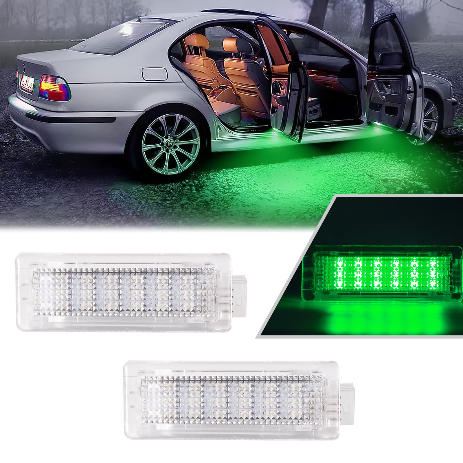 POPMOTORZ 2 Stücke LED Autotür Lichter, LED Innenbeleuchtung Autotürbeleuchtung für BMW 1 Series F20 F21 2 Series F22 F23 F45 F46 F87 3 Series F30 F31 F34 F35 F80 4 Series F32 F33 F36 F82, Grün von POPMOTORZ