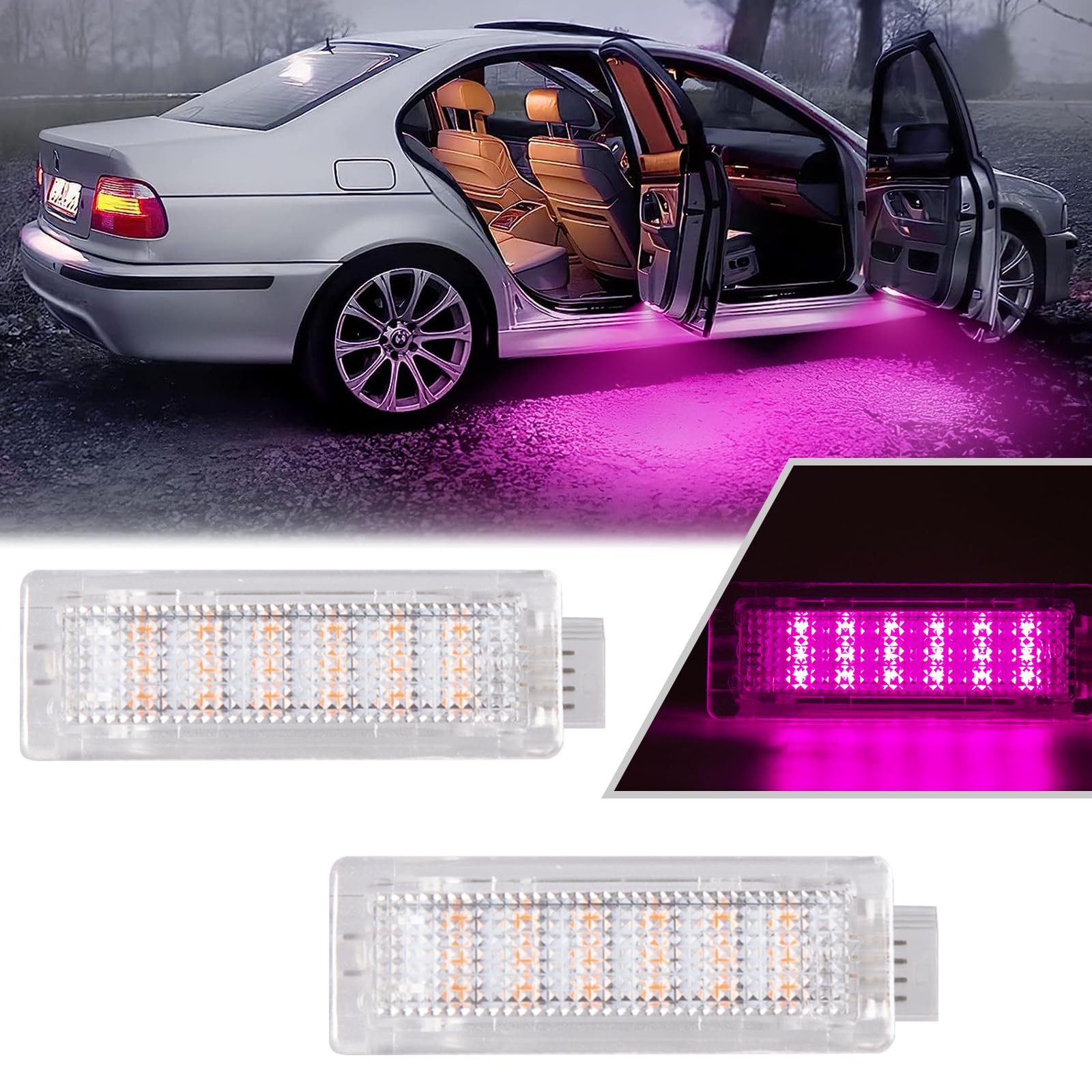 POPMOTORZ 2 Stücke LED Autotür Lichter, LED Innenbeleuchtung Autotürbeleuchtung für BMW 1 Series F20 F21 2 Series F22 F23 F45 F46 F87 3 Series F30 F31 F34 F35 F80 4 Series F32 F33 F36 F82, Rosa von POPMOTORZ