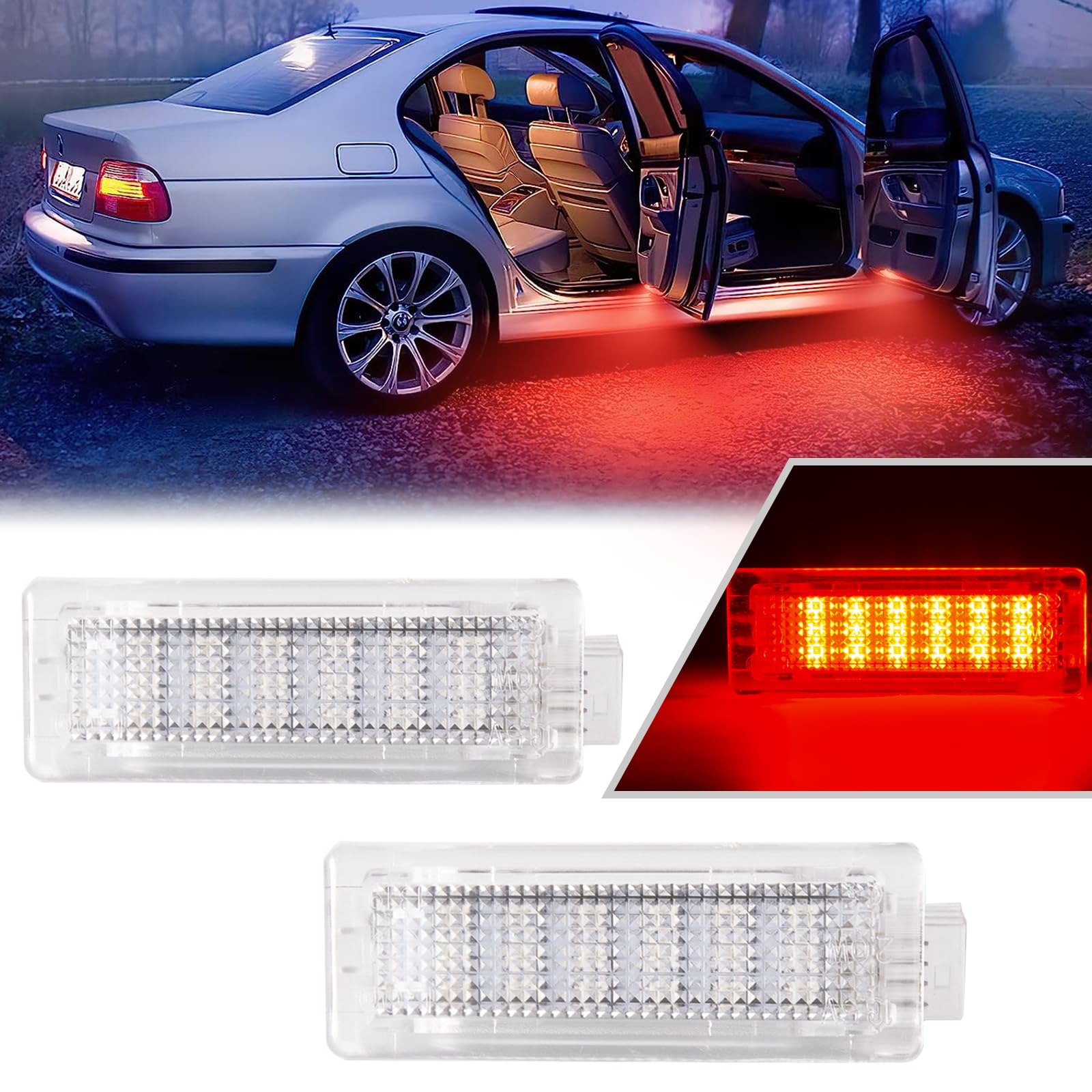 POPMOTORZ 2 Stücke LED Autotür Lichter, LED Innenbeleuchtung Autotürbeleuchtung für BMW 1 Series F20 F21 2 Series F22 F23 F45 F46 F87 3 Series F30 F31 F34 F35 F80 4 Series F32 F33 F36 F82, Rot von POPMOTORZ