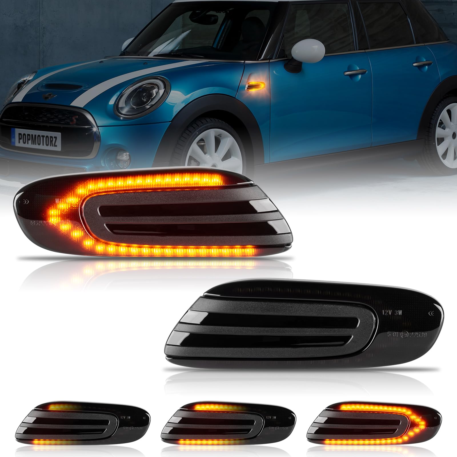 POPMOTORZ 2 Stücke LED Blinker Schwarz mit Canbus Fehlerfrei für BMW Mini Cooper F55 F56 F57 2014-2017 von POPMOTORZ