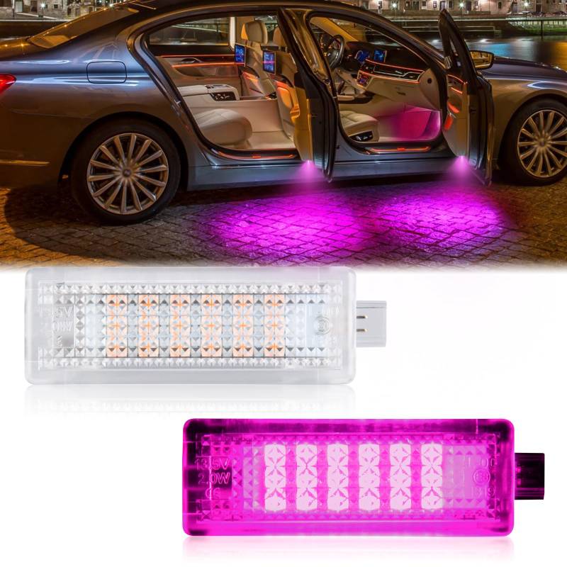 POPMOTORZ LED Autotür Lichter, 2 Stücke LED Innenbeleuchtung Türleuchte Fußraumleuchte Kofferraumbeleuchtung Auto für BMW E81 E87 E60 E61 E63 E64 E65 E91 E93 Mini Cooper R50 R52 R53 R55 R56, Rosa von POPMOTORZ