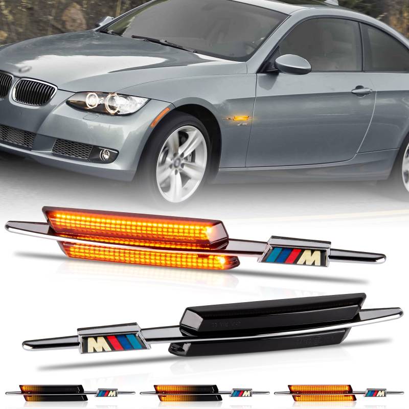 POPMOTORZ LED Blinker Schwarz mit Canbus Fehlerfrei für BMW 1 Series E82 E88 3 Series E90 E91 E92 E93 5 Series E60 E61, 2 Stücke von POPMOTORZ