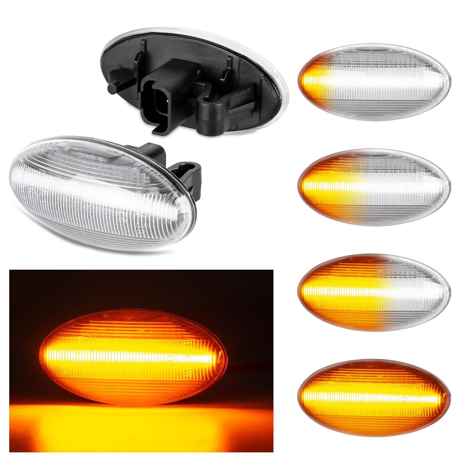 POPMOTORZ LED Blinker Seitenblinker für 1007 107 206 207 307 407 607 Partner Expert C-itroen C1 C2 C3 C5 C6 Xsara Picasso Berlingo Jumpy, 2 Stücke von POPMOTORZ