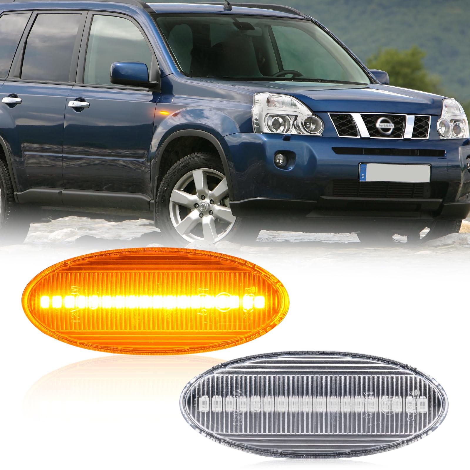 POPMOTORZ LED Blinker Seitenblinker mit Canbus Fehlerfrei 2835 SMD für N.issa-n Cube Juke Leaf Micra K12 K13 Note E11 Qashqai J10 X-trail T31, 2 Stück von POPMOTORZ