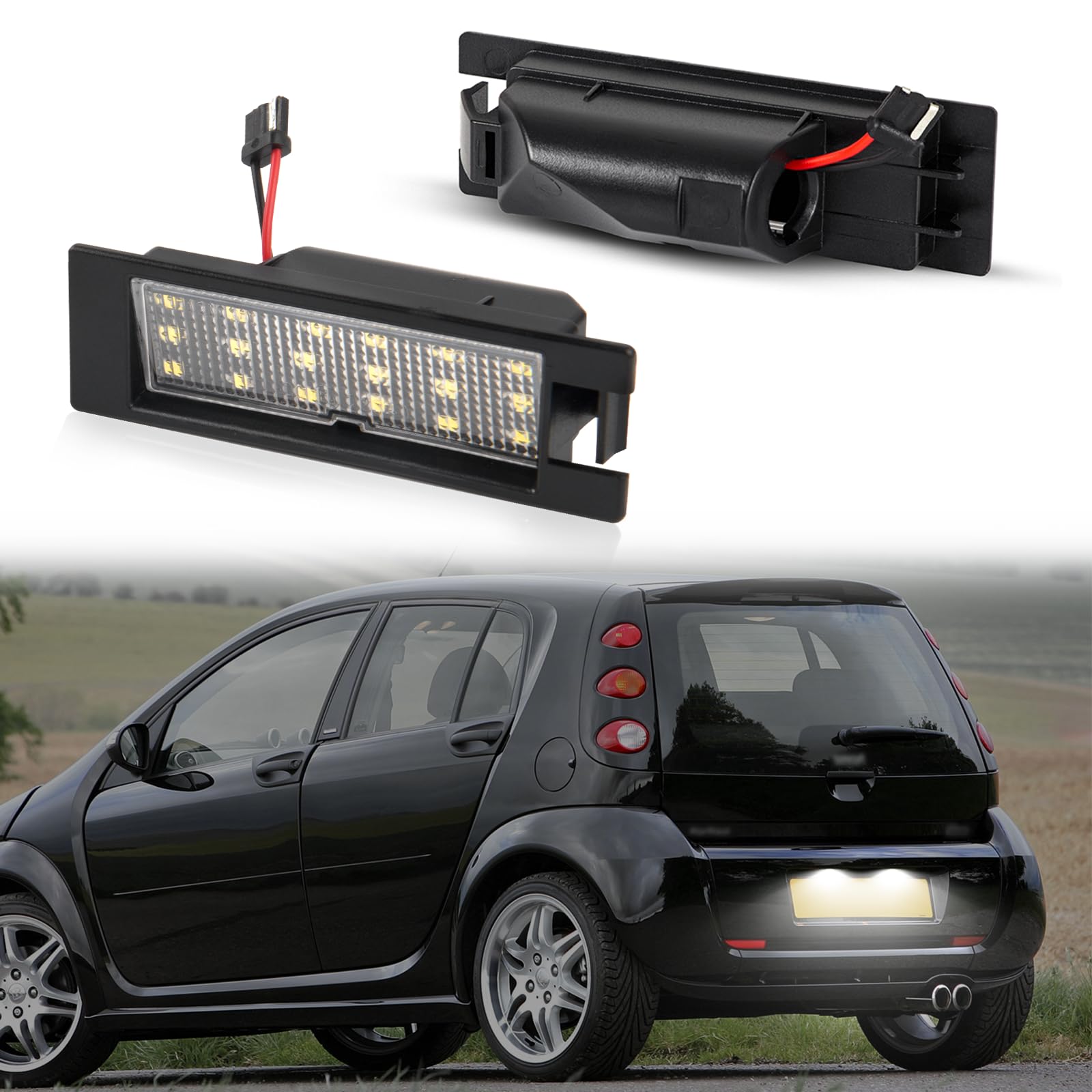 POPMOTORZ LED Kennzeichenbeleuchtung, 2 Stücke LED Nummernschildbeleuchtung mit CanBus Fehlerfrei 2835 SMD für Mercede-s Benz Smart 454 Forfour 2003-2007 von POPMOTORZ