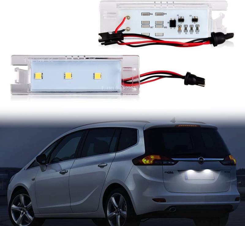 POPMOTORZ LED Kennzeichenbeleuchtung, 2 Stücke Nummernschildbeleuchtung 5050 SMD mit CanBus Fehlerfrei Weiß Einfache Installation für O-pel Zafira B Vectra C Corsa C Corsa D Astra H Adam Cascada von POPMOTORZ