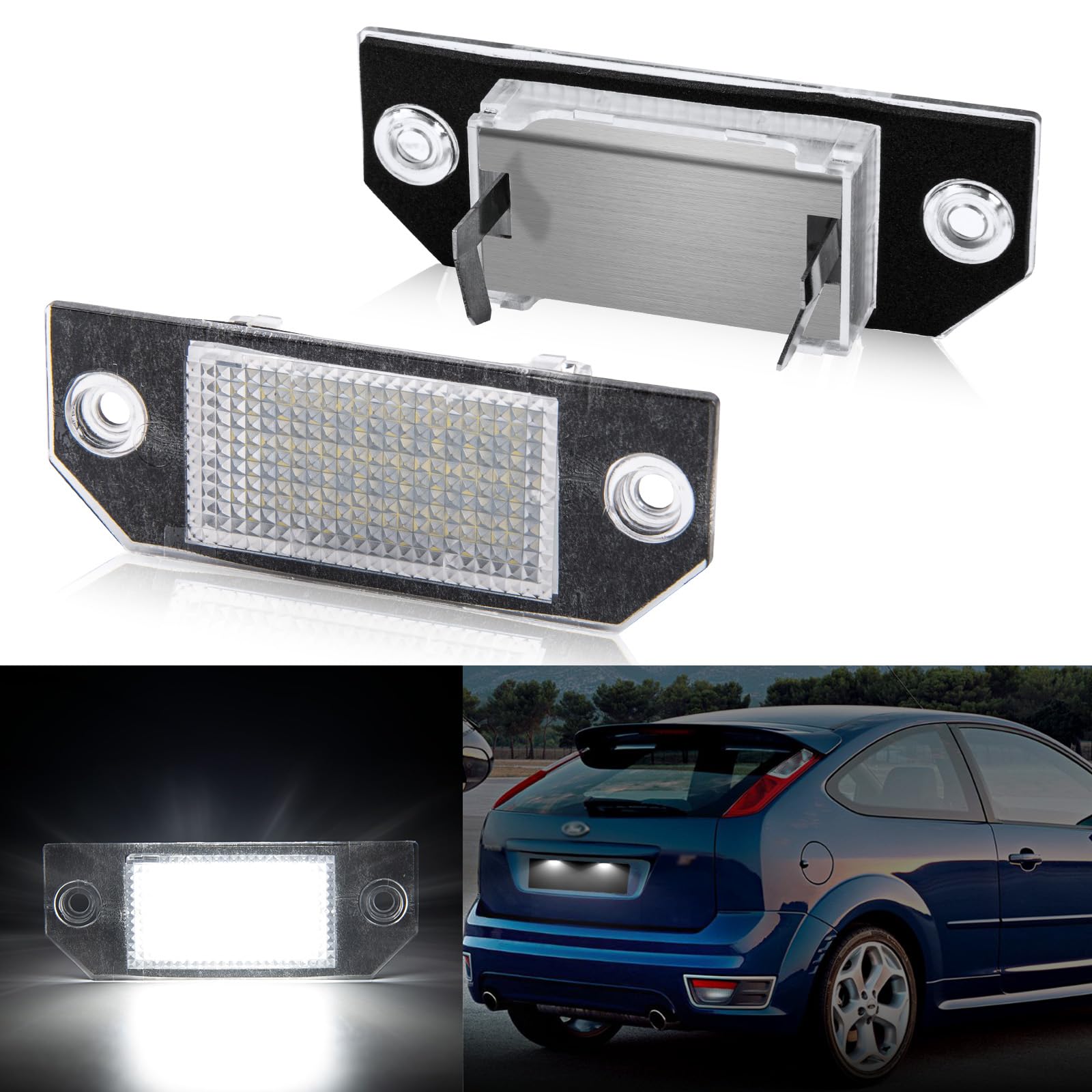 POPMOTORZ LED Kennzeichenbeleuchtung, LED Nummernschildbeleuchtung mit Canbus Fehlerfrei 2835 SMD für Ford C-MAX 2003-2007 Focus MK2 2003-2008, 2 Stück von POPMOTORZ