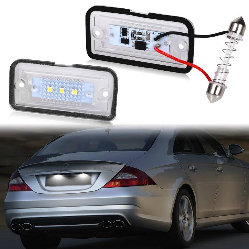 POPMOTORZ LED Kennzeichenbeleuchtung, LED Nummernschildbeleuchtung mit Canbus Fehlerfrei 2835 SMD für Mercede-s Benz C-Class W203 Limousine/Sedan CLK-Class W209 A209 C209 SL-Class R230 R199, 2 Stück von POPMOTORZ