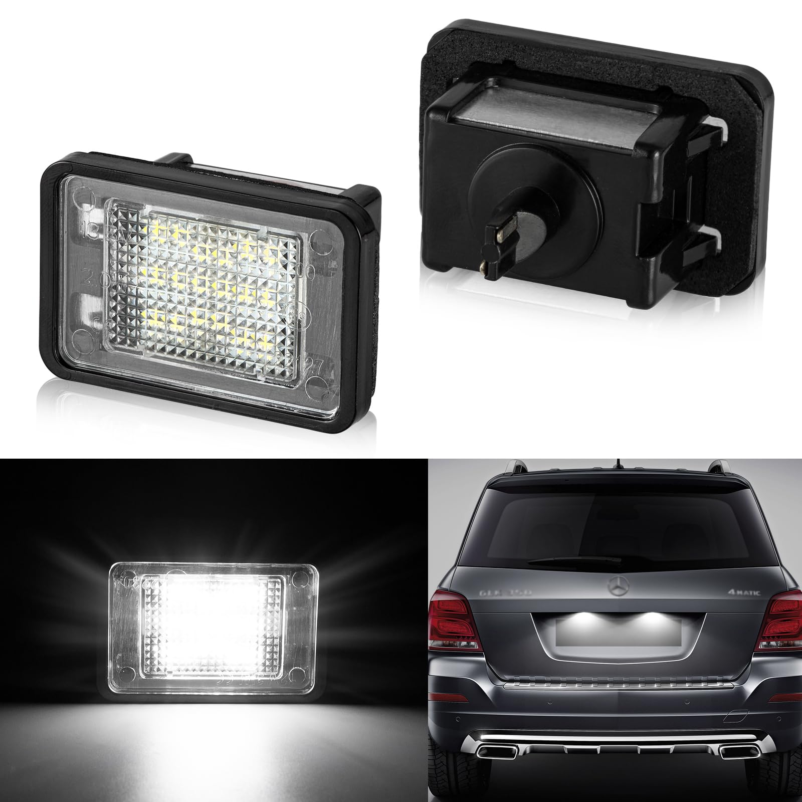 POPMOTORZ LED Kennzeichenbeleuchtung, LED Nummernschildbeleuchtung mit Canbus Fehlerfrei 2835 SMD für Mercede-s Benz GLK-CLASS X204 2007-2013, 2 Stück von POPMOTORZ