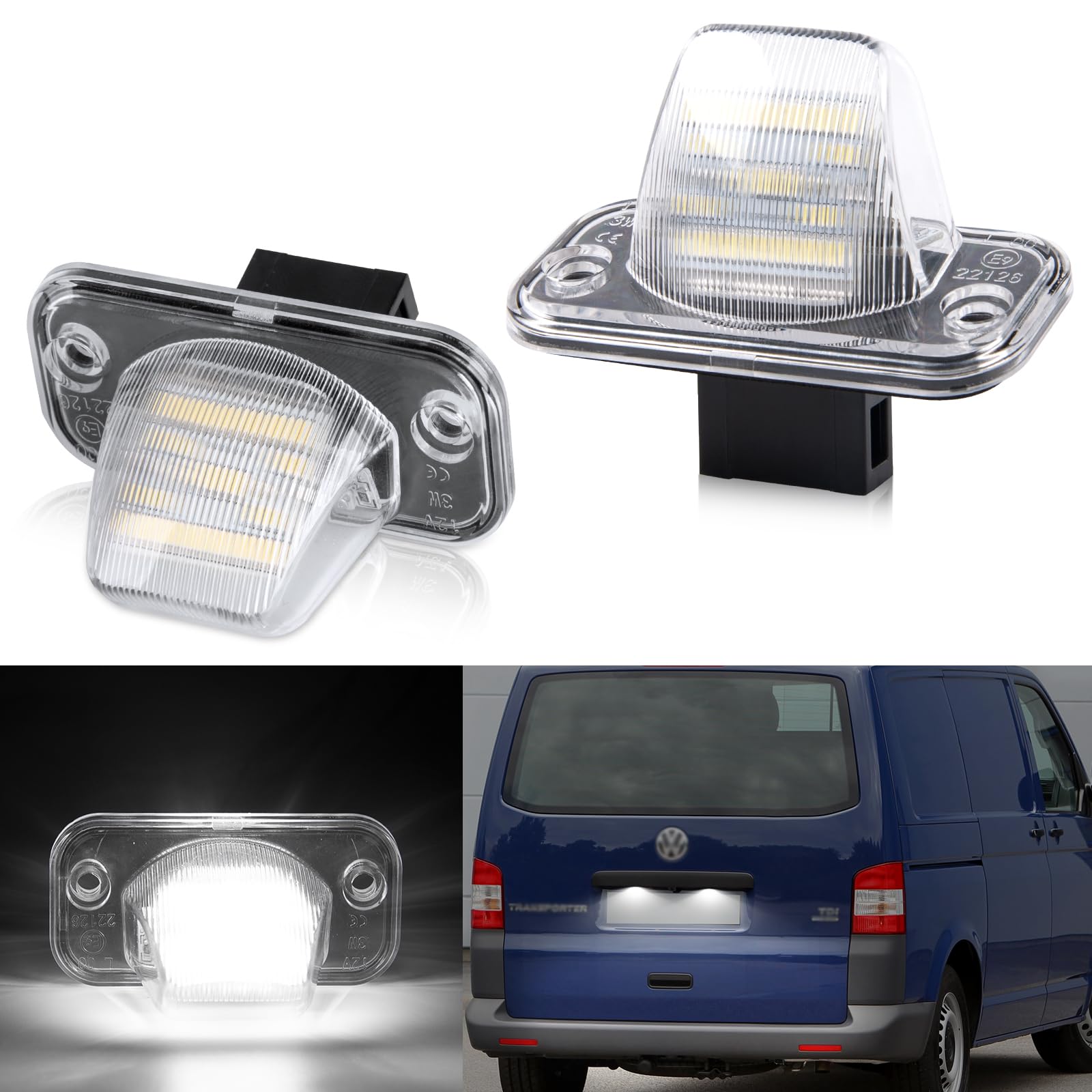 POPMOTORZ LED Kennzeichenbeleuchtung, LED Nummernschildbeleuchtung mit Canbus Fehlerfrei 2835 SMD für VW T4 Tranaporter Ayncro P-assat B5 Limousine Candy Syncro T-ouran Transporter, 2 Stück von POPMOTORZ