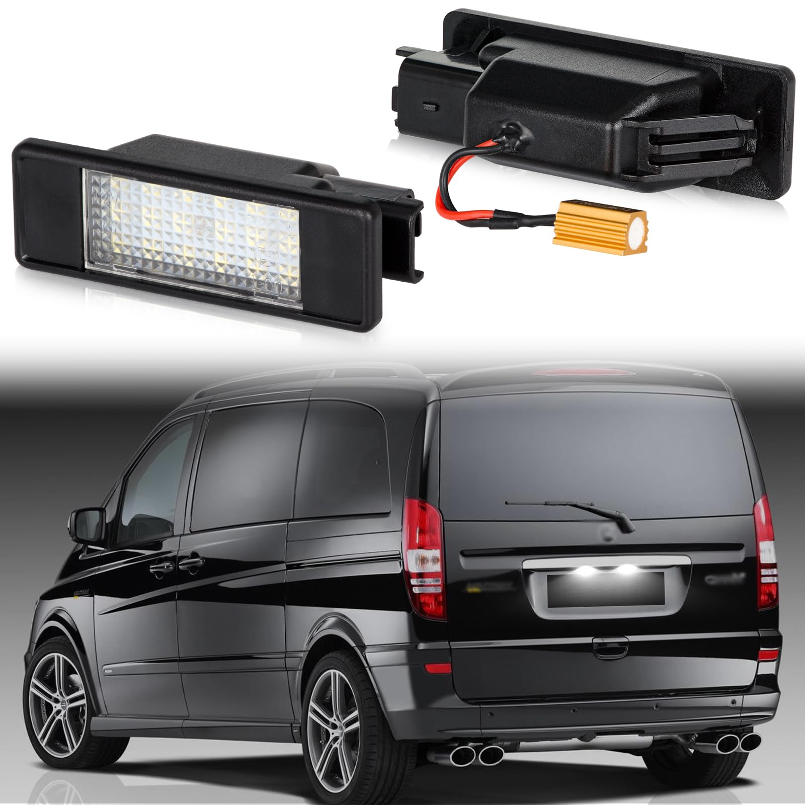 POPMOTORZ LED Kennzeichenbeleuchtung, LED Nummernschildbeleuchtung mit Canbus Fehlerfrei für Mercedes-Benz Viano W639 Vito Bus W639 Vito/Mixto Kasten W639 Sprinter W906, 2 Stück von POPMOTORZ