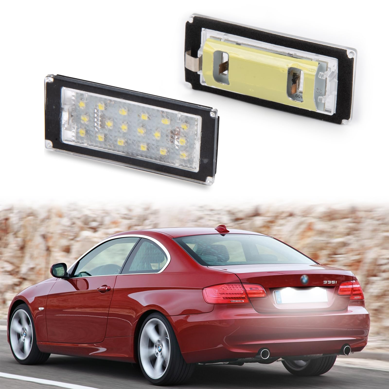 POPMOTORZ LED Kennzeichenbeleuchtung für BMW 3 Series E46 2D 325Ci 330Ci facelift 2004-2006 3 Series E46 M3 2D facelift 2004-2006, LED Nummernschildbeleuchtung mit CanBus Fehlerfrei 2835 SMD, 2 Stücke von POPMOTORZ